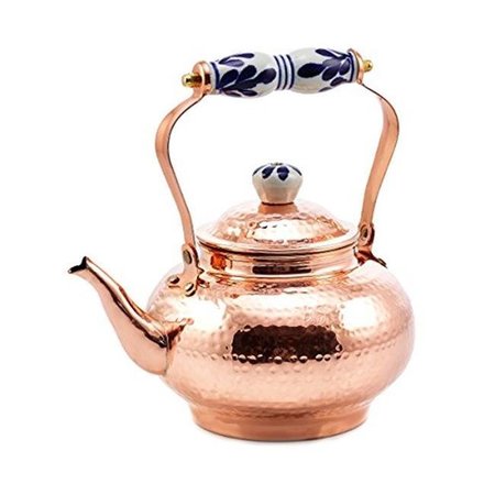 OLD DUTCH INTERNATIONAL Old Dutch International 1868 2 Quart Solid Copper Hammered Tea Kettle with Ceramic Knob and Handle 1868